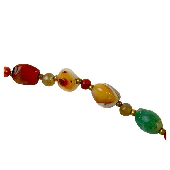 Vintage Necklace Polished Smooth Natural Stones Beggar Beads 1960s Barrel Clasp - Picture 7 of 14